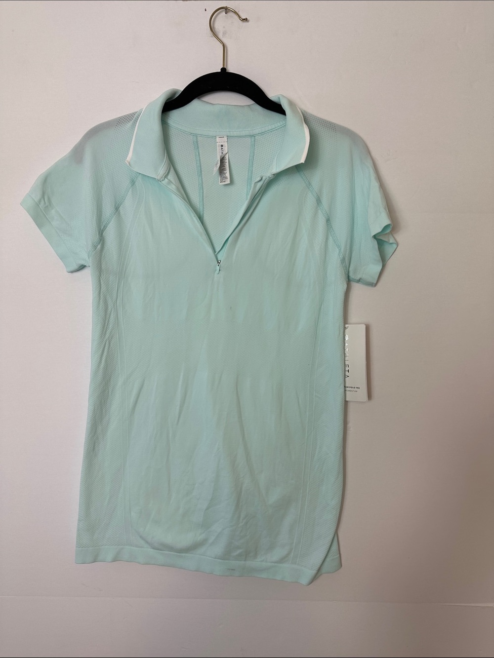 Athleta Light Mint Short-Sleeve Zip Polo